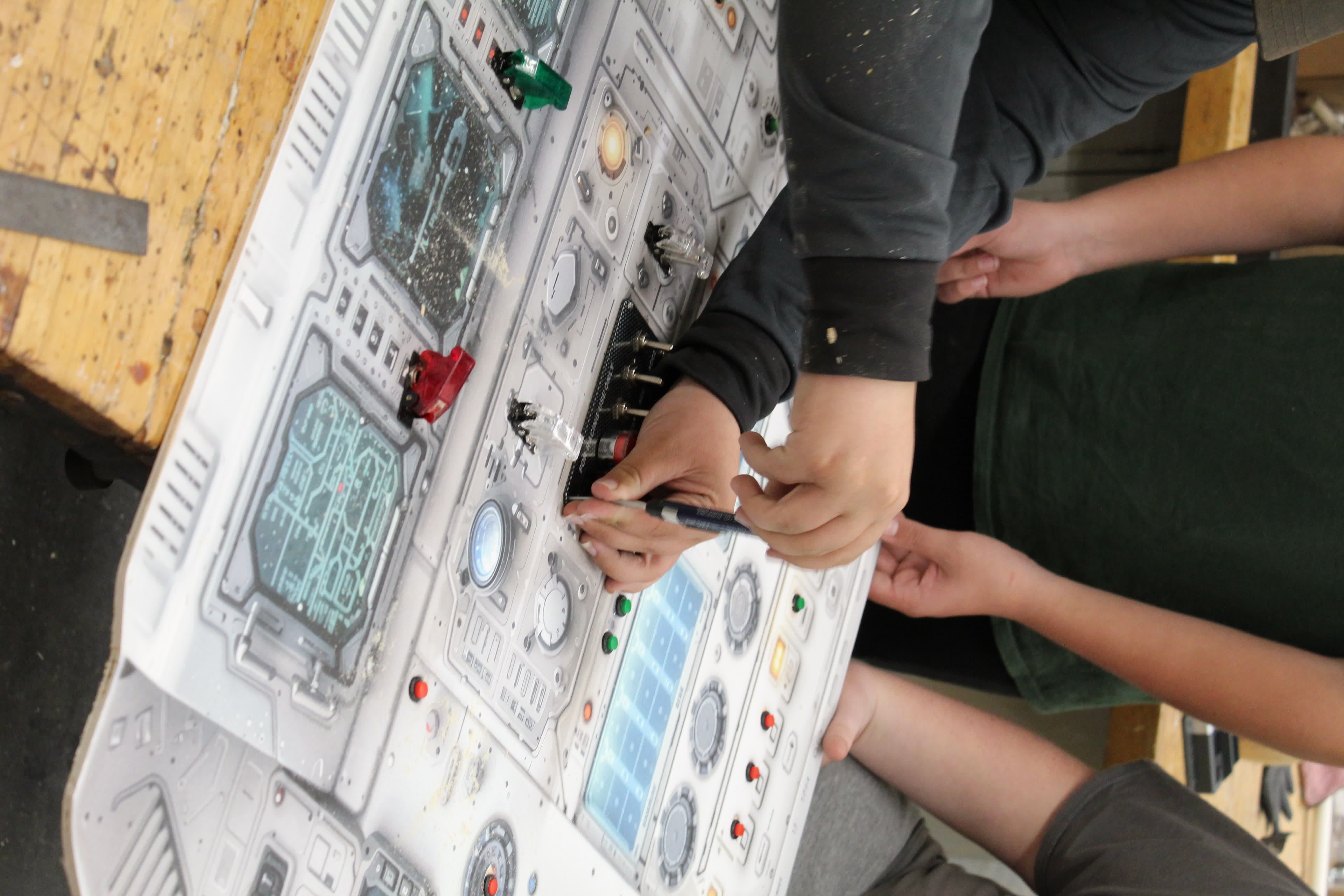 closeup of the work on display